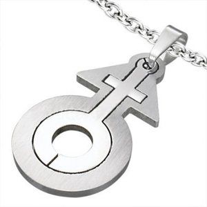 Pride Shack - Female Inside Male Symbol - Transgender Pride Sectional Pendant